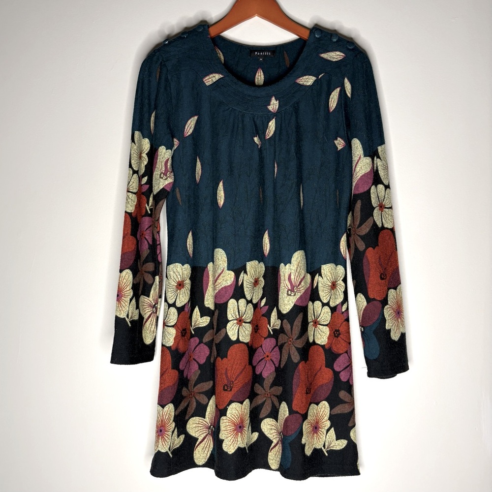 Panilli Floral Print Longsleeved women's soft‎ dress, Size M